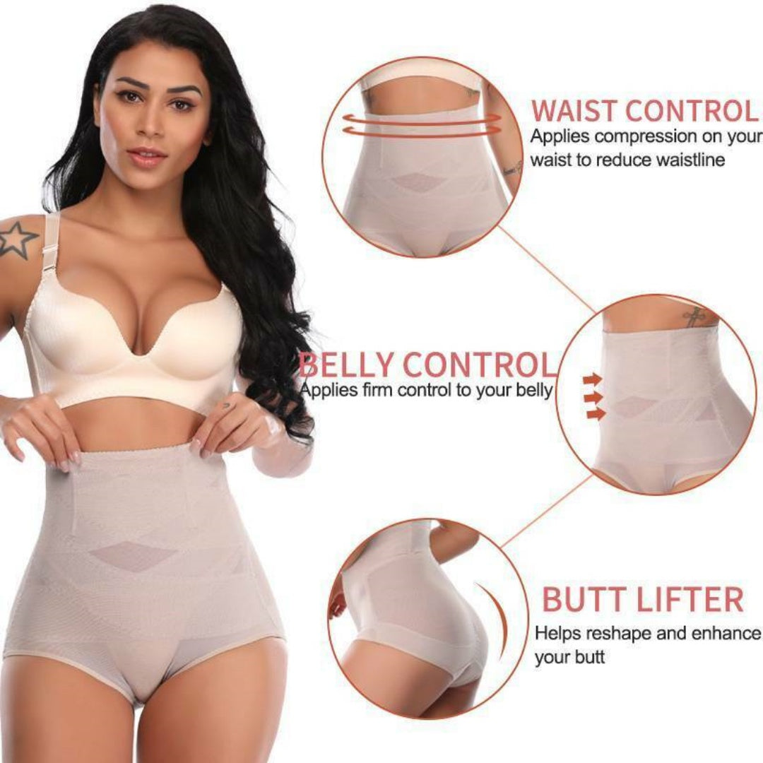 Damen High Waist Bauchkontrolle Shapewear – Nahtlose Po-Lifting-Höschen (S)