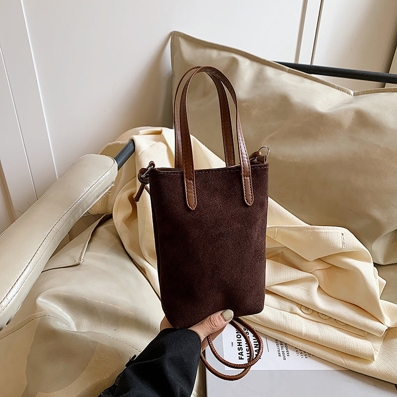 Umhängetasche mit Retro-Leopardenmuster | Wildleder-Schultertasche für Telefone – Damenmode Herbst Winter