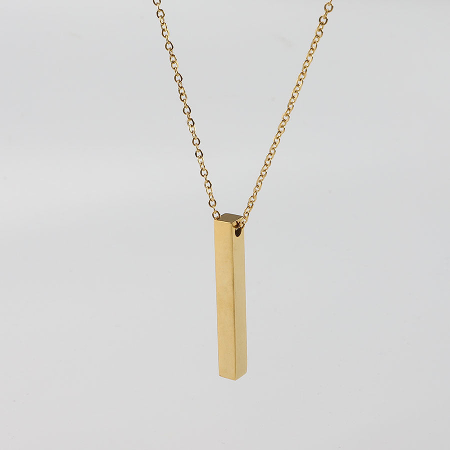 Cylinder Engraved Pendant Stainless Steel Necklace – AdriaPulse
