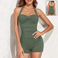 Women's Solid Color One-Piece Swimsuit Boxer Cut Nylon –  | AdriaPulse