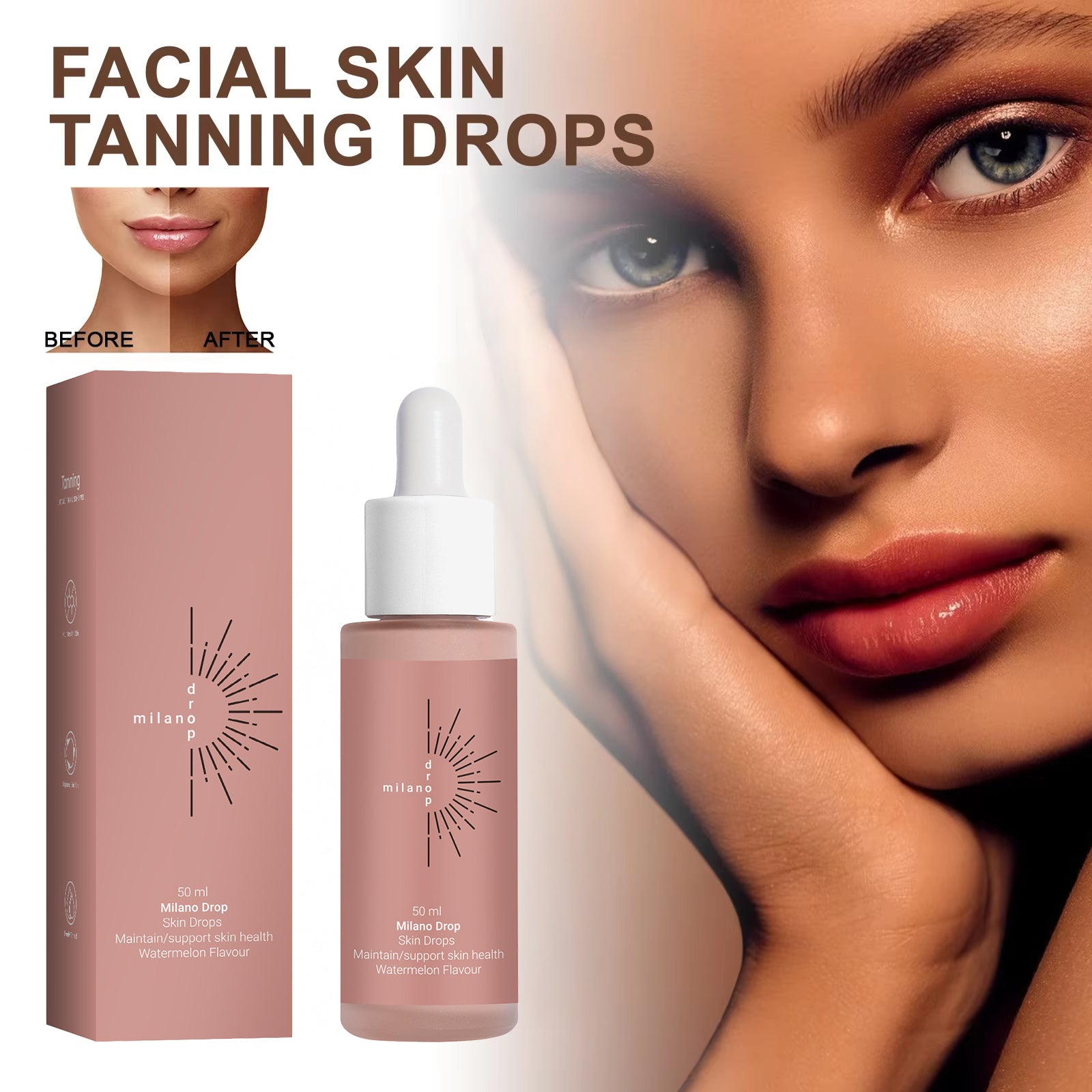 Self-Tanning Serum Drops Face & Body Dark Bronzer 50ml AdriaPulse