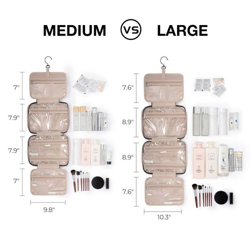 Travel Toiletry Organizer Bag – Large Capacity 4-Compartment Roll-Up Storage