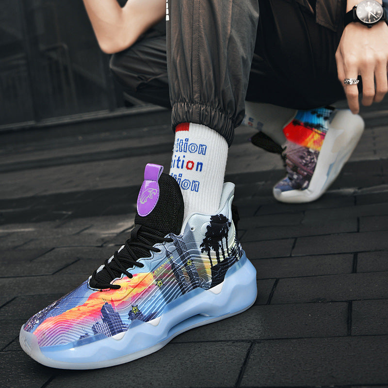 Leuchtende High-Top-Basketballschuhe