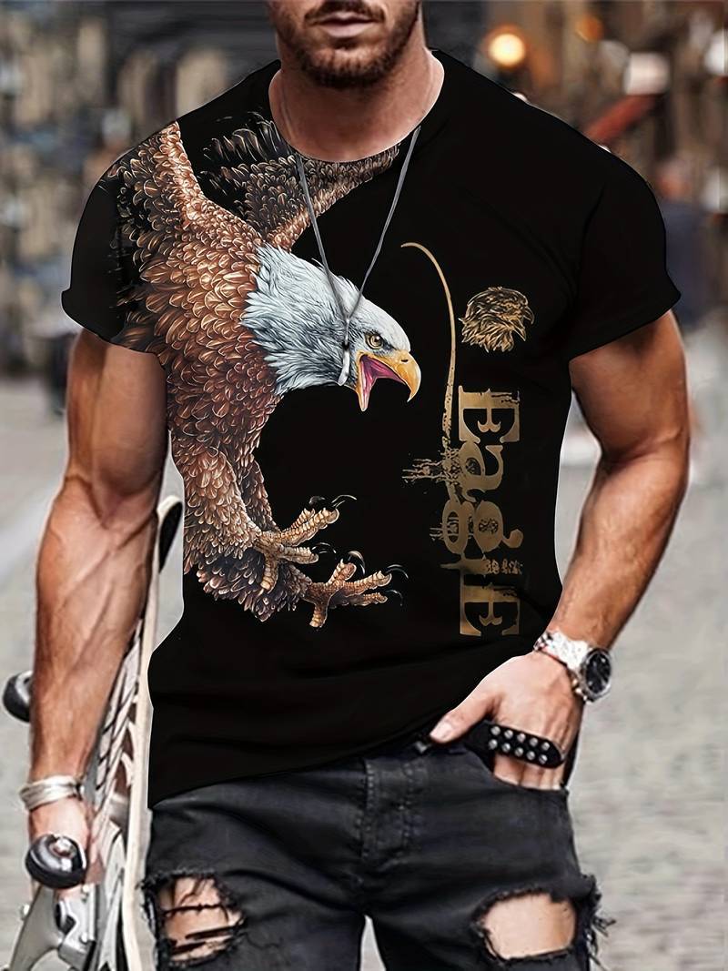 Eagle Print T-Shirt | Oversized Digital Print Tee – XS to 5XL