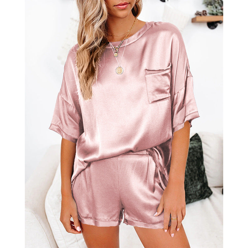 Seiden-Pyjama-Set mit kurzen Ärmeln | Weiches Loungewear Oberteil & Shorts – Damen