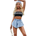 Women's High Waist Washed Loose Denim Shorts – Slimming Straight Cut Blue