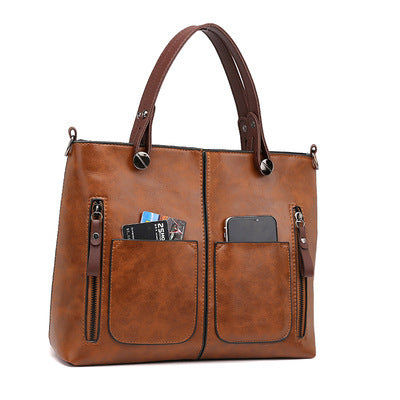 Retro Large Capacity Crossbody Shoulder Bag Women Handbag Black AdriaPulse

