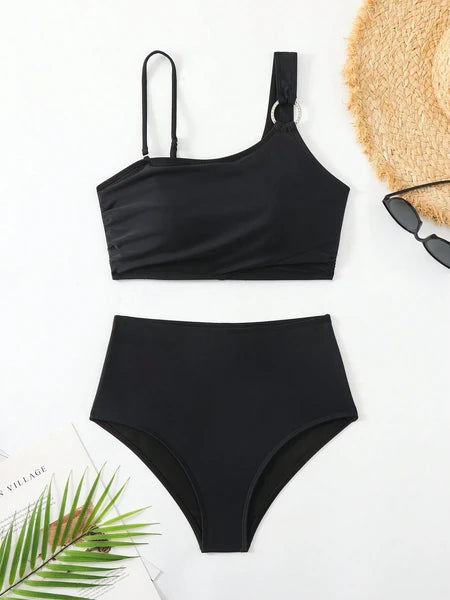 Asymmetrical Split Bikini Set | Quick-Dry Minimalist Swimsuit – Women