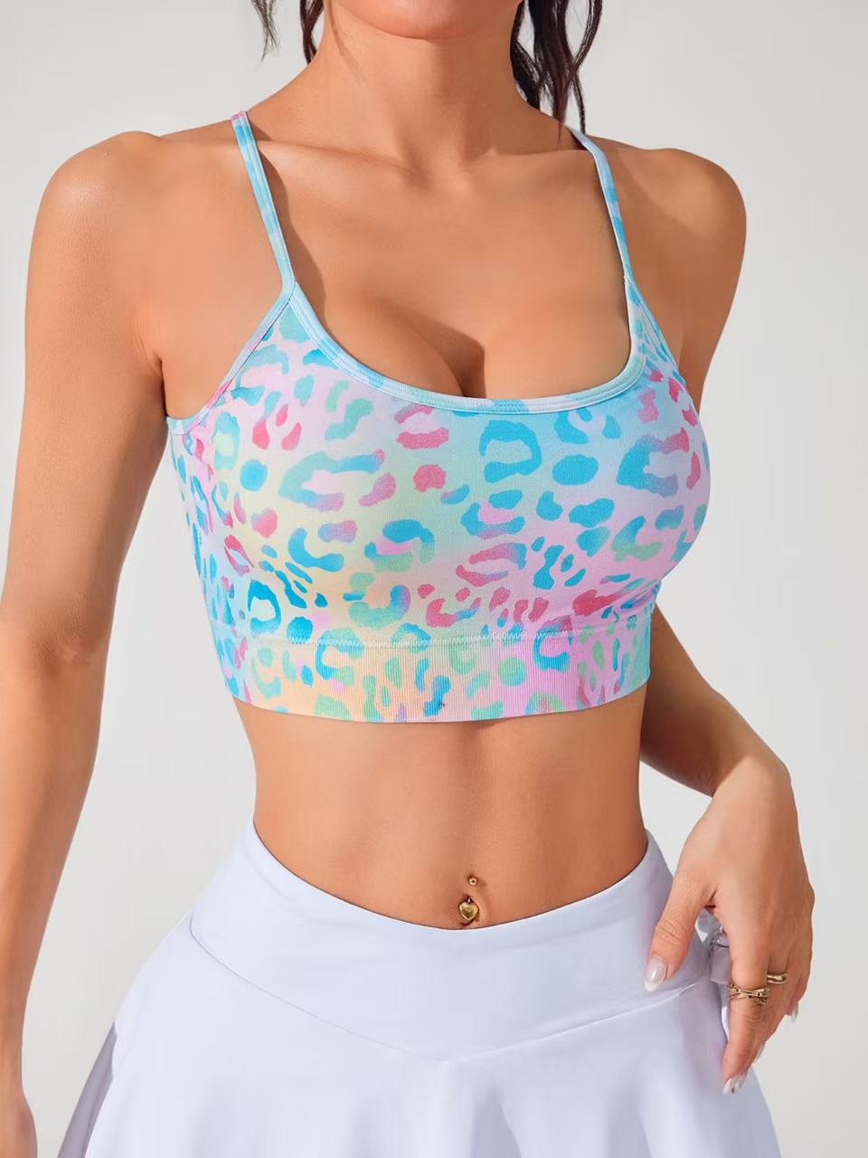 Women's Cross Strap Floral Print Sports Bra AdriaPulse