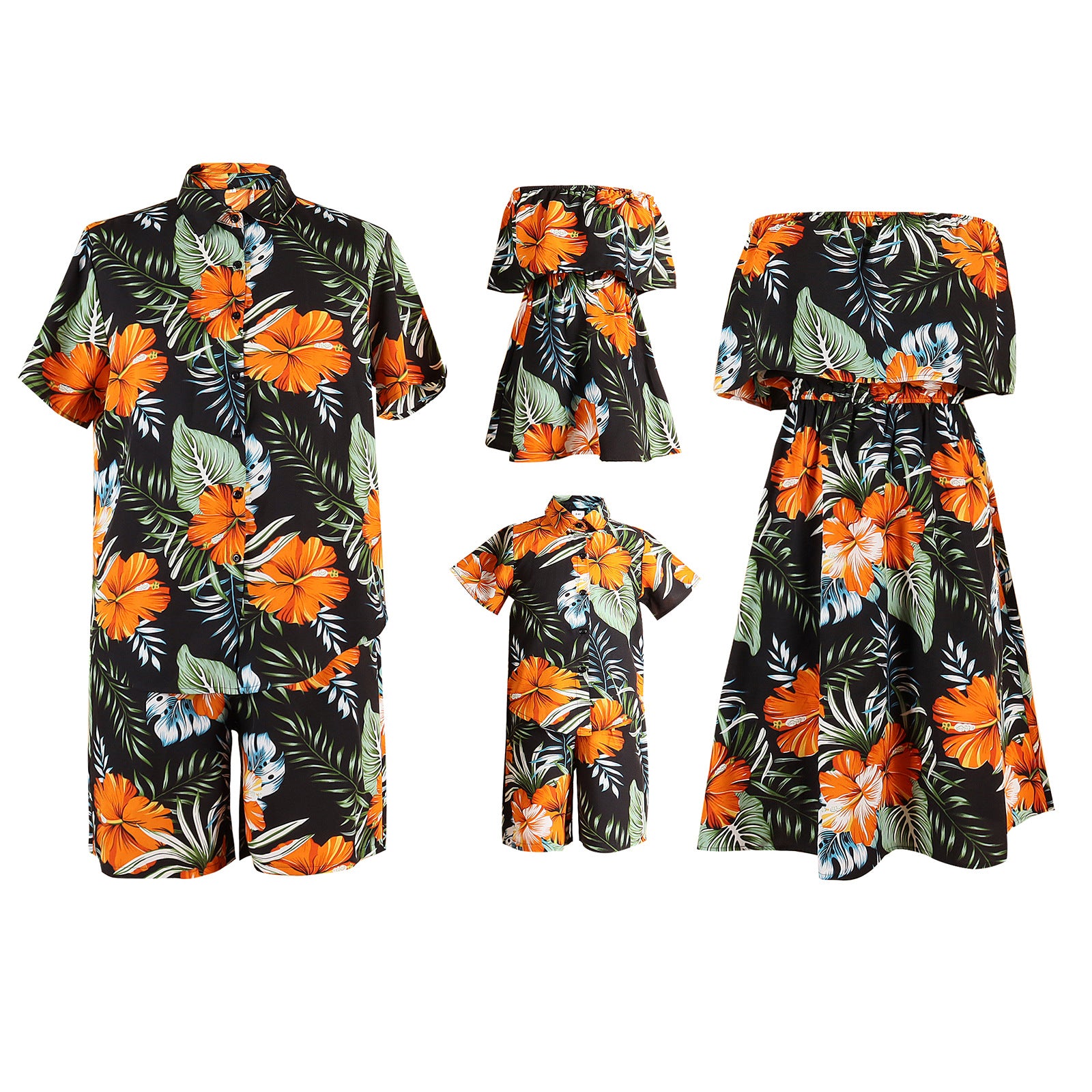 Family Matching Hawaii Vacation Outfit Chocolate – Tropical Print Parent-Child Suit – AdriaPulse