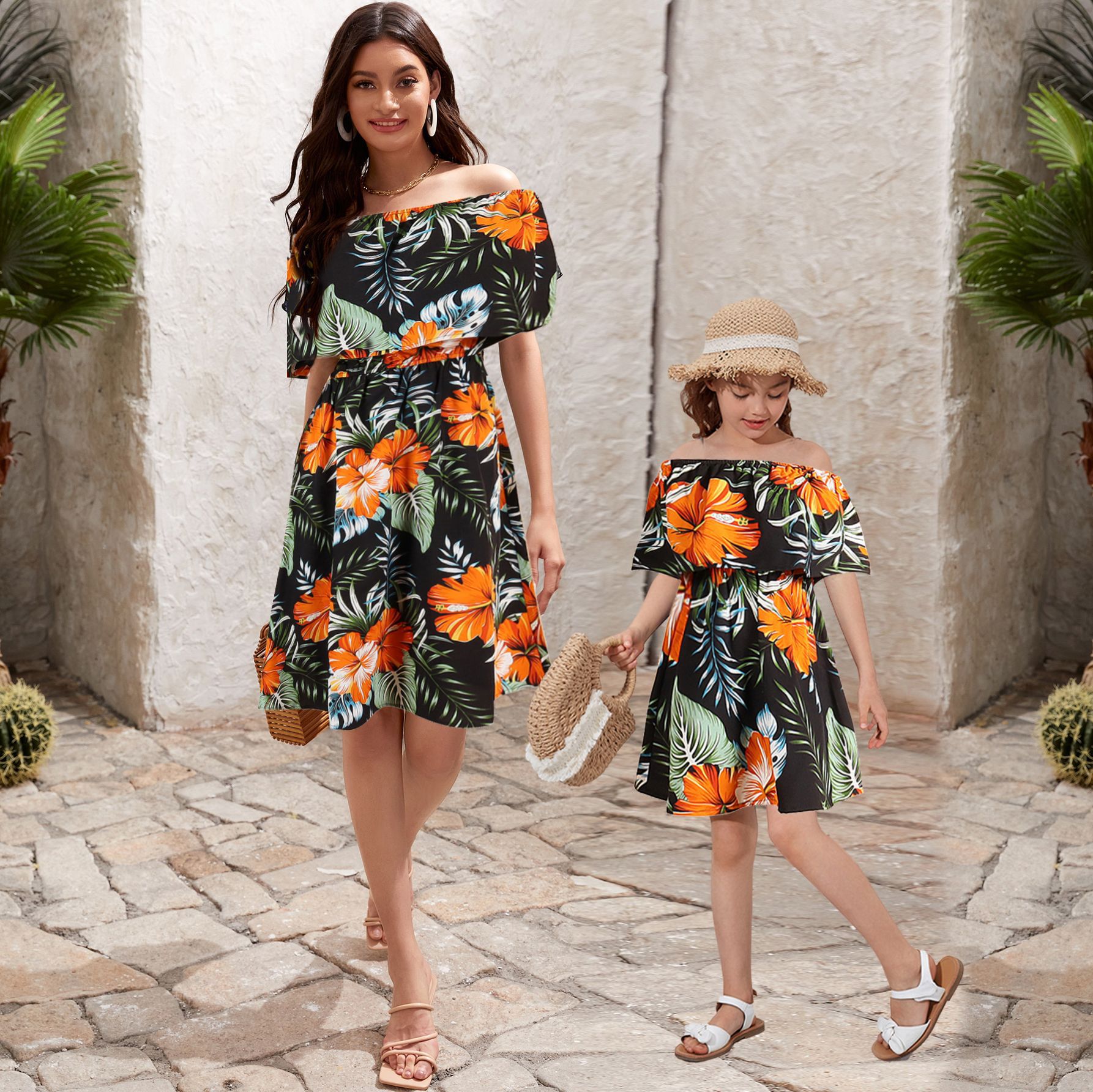 Family Matching Hawaii Vacation Outfit Chocolate – Tropical Print Parent-Child Suit – AdriaPulse