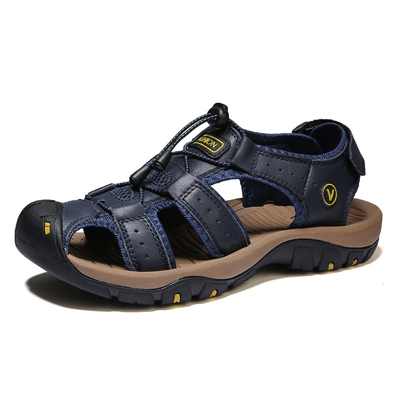 Men's Leather Sports Sandals Rubber Sole –  | AdriaPulse