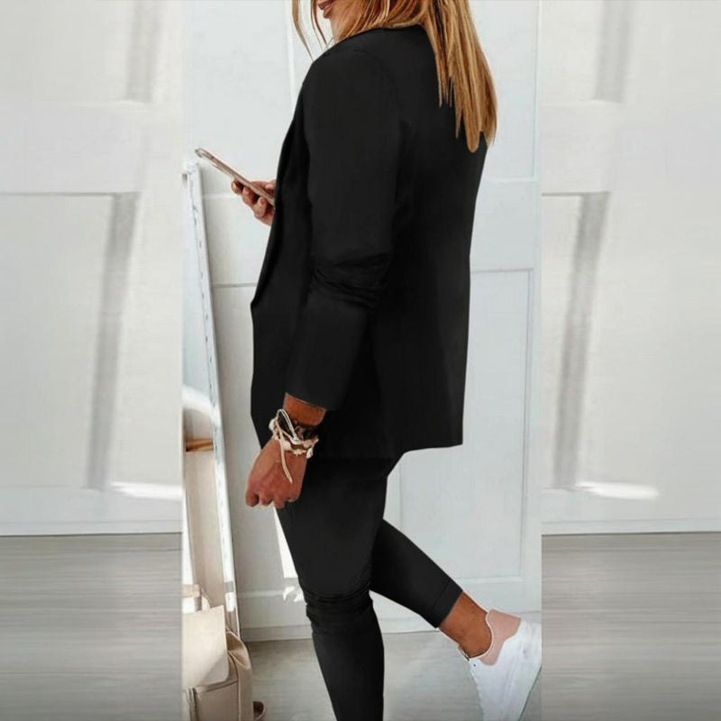 Damen Blazer mit Kerbkragen & Hose mit Kordelzug Anzug-Set – Business Casual
