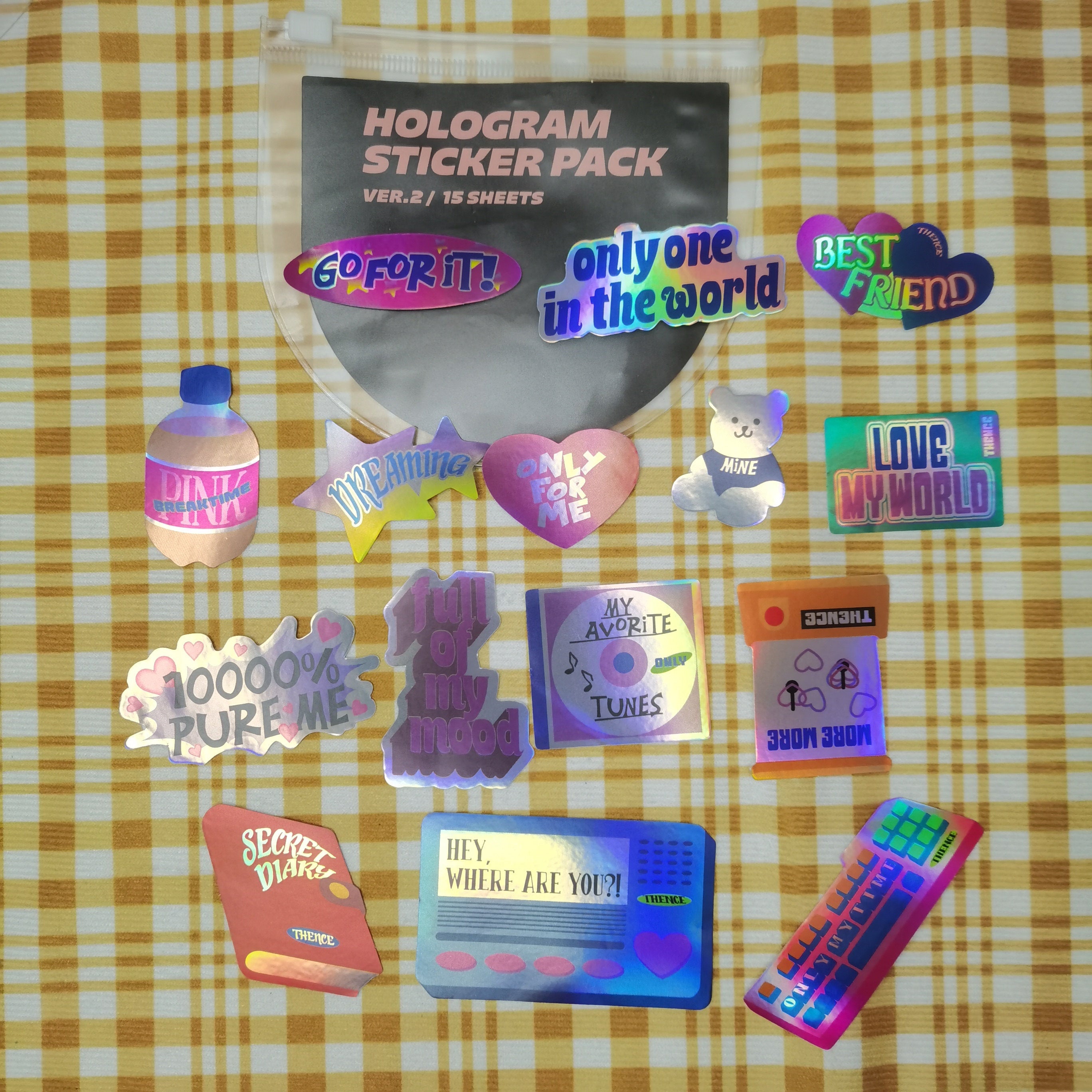 Y2K Retro Laser Vaporwave Waterproof Stickers – 90s Aesthetic Pack