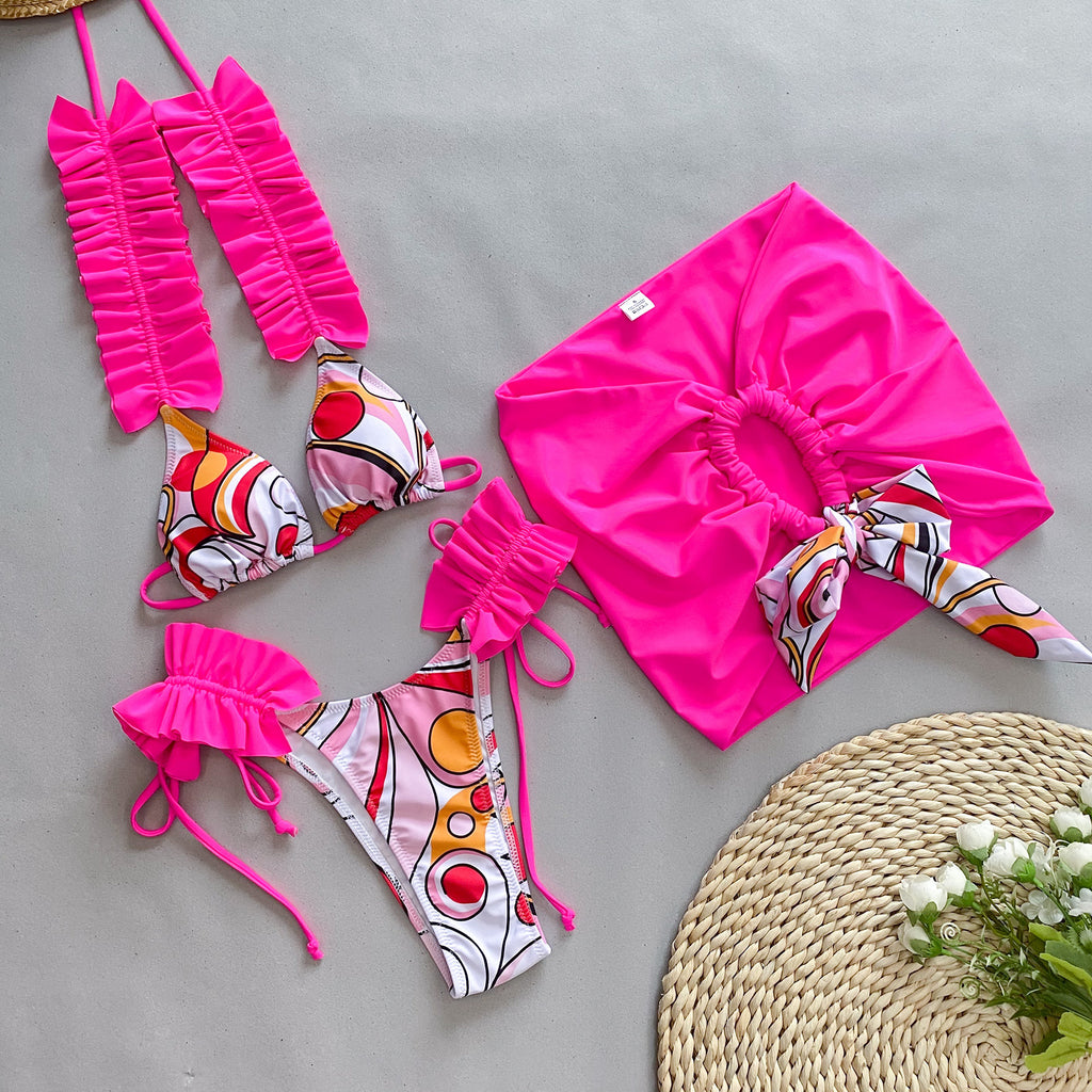 Plissiertes Split-Bikini-Set – Damen-Bademode S–L