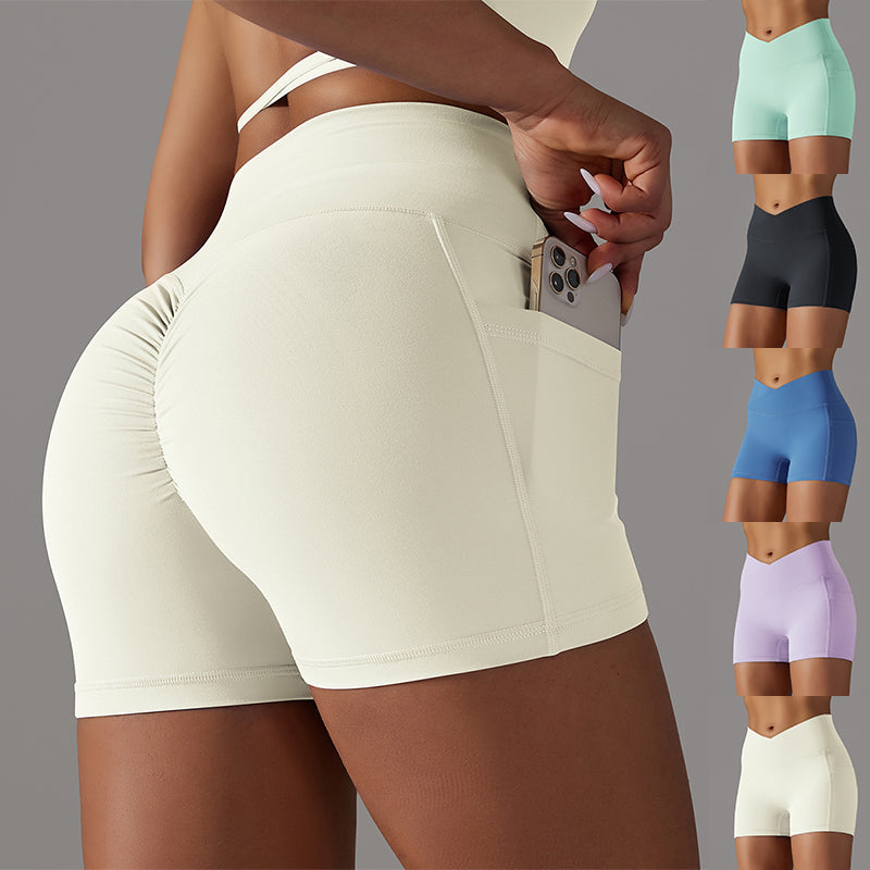 Short de yoga avec poche pour téléphone | Short de fitness pour femmes anti-humidité