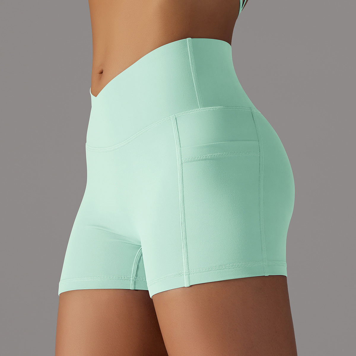 Short de yoga avec poche pour téléphone | Short de fitness pour femmes anti-humidité