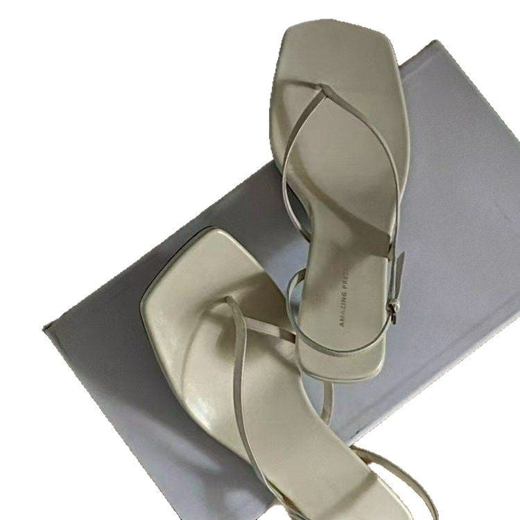 Damen Stiletto-Flip-Flops – spitze Sandalen aus echtem Leder