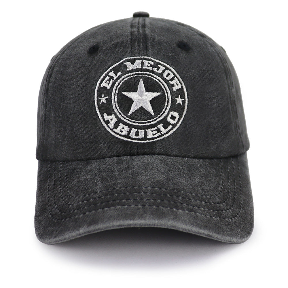2pcs El Mejor Abuelo Hat For Men Women, Adjustable Embroidered Wash Cotton Baseball Cap
