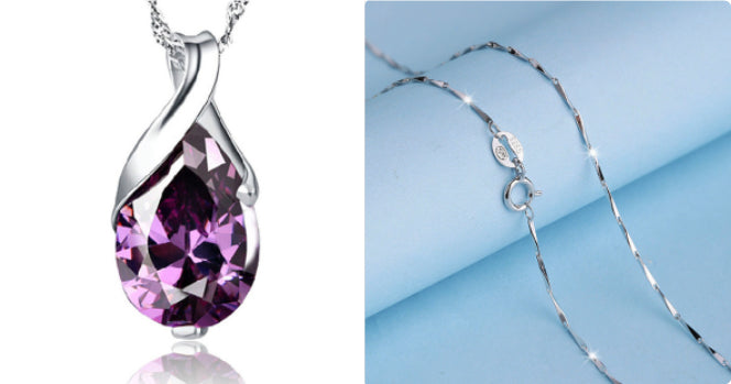 Purple Amethyst Pendant Necklace | Copper Crystal Charm – Women's Boho Jewelry