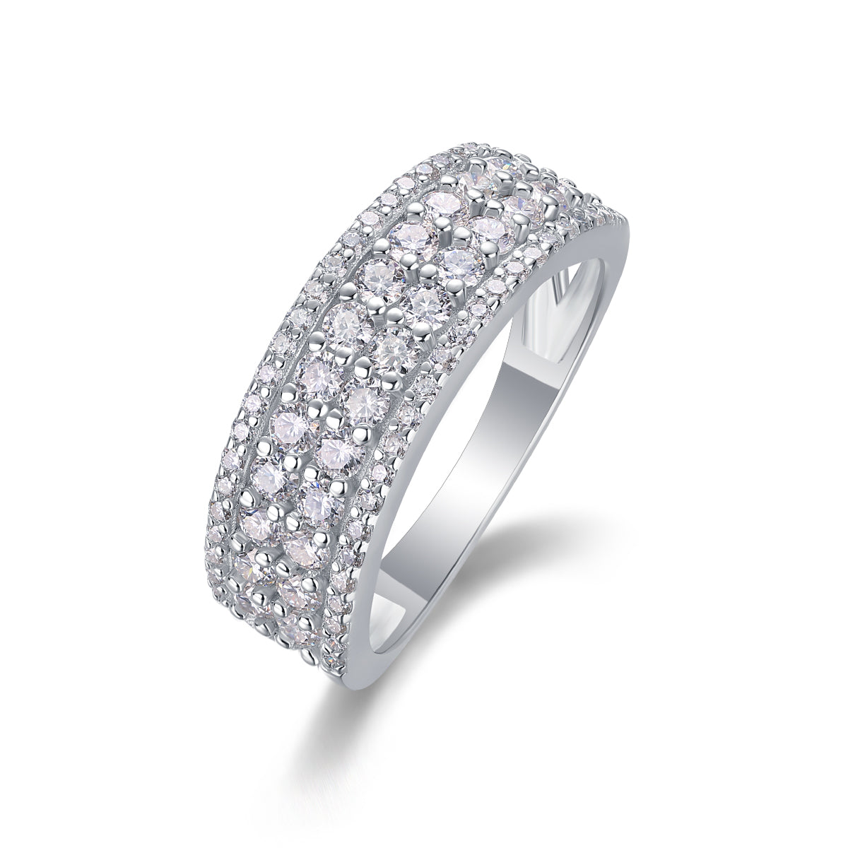 Mehrreihiger Moissanit-Diamantring – Luxus S925 Silber Stapelring