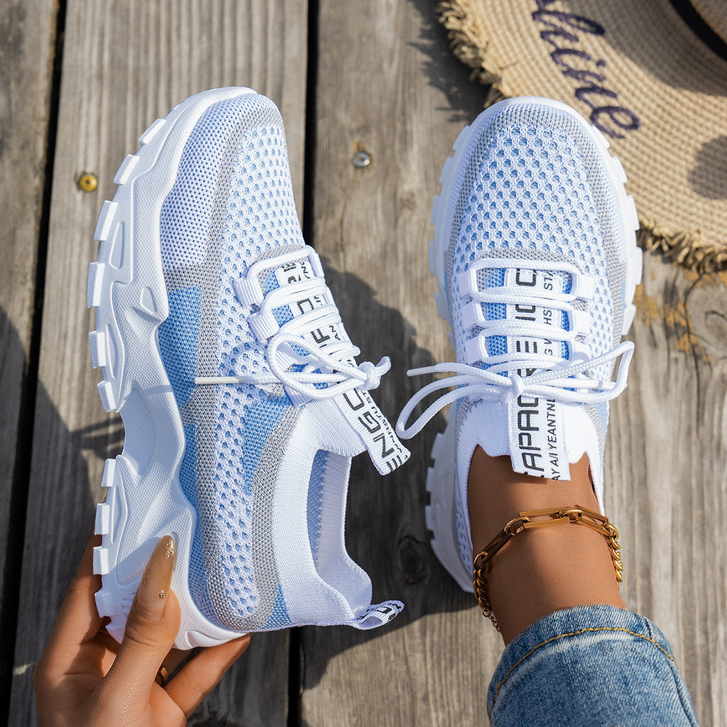 Flyknit Mesh Breathable Lace-Up Sneakers Women Walking Running Shoes AdriaPulse
