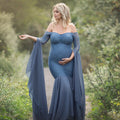 Maxikleid mit langen Ärmeln, Rüschen und Spitze | Hoch tailliertes, fließendes Kleid – Damen