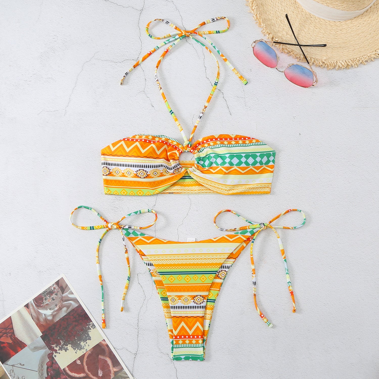 Halter Split Bikini – Women's Polyester Swimwear S–XL