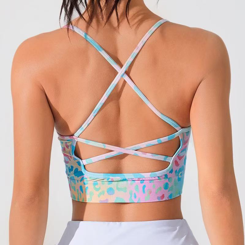 Women's Cross Strap Floral Print Sports Bra AdriaPulse