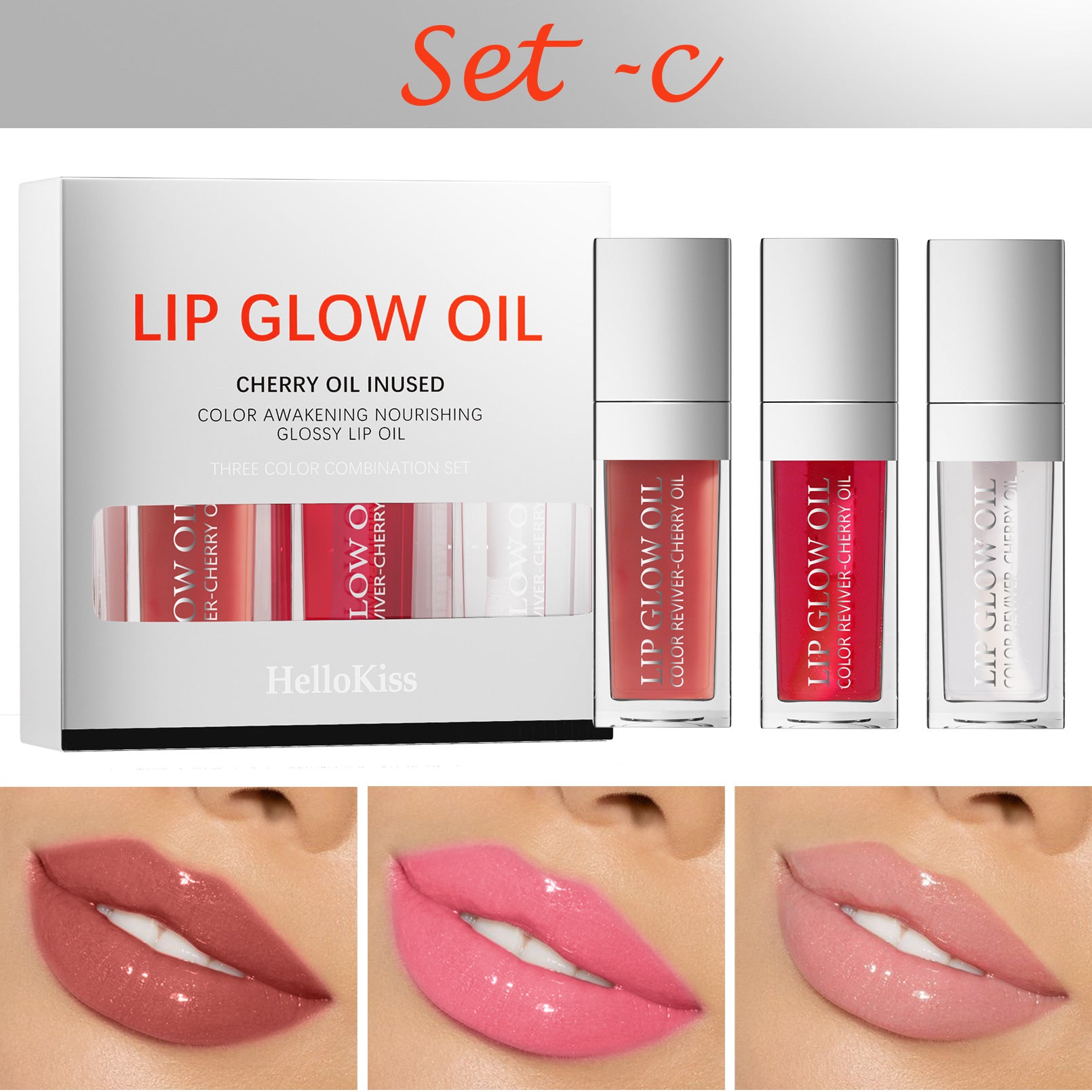 Moisturizing Lip Oil Set – 3-Pack No-Stain Nourishing Lip Gloss