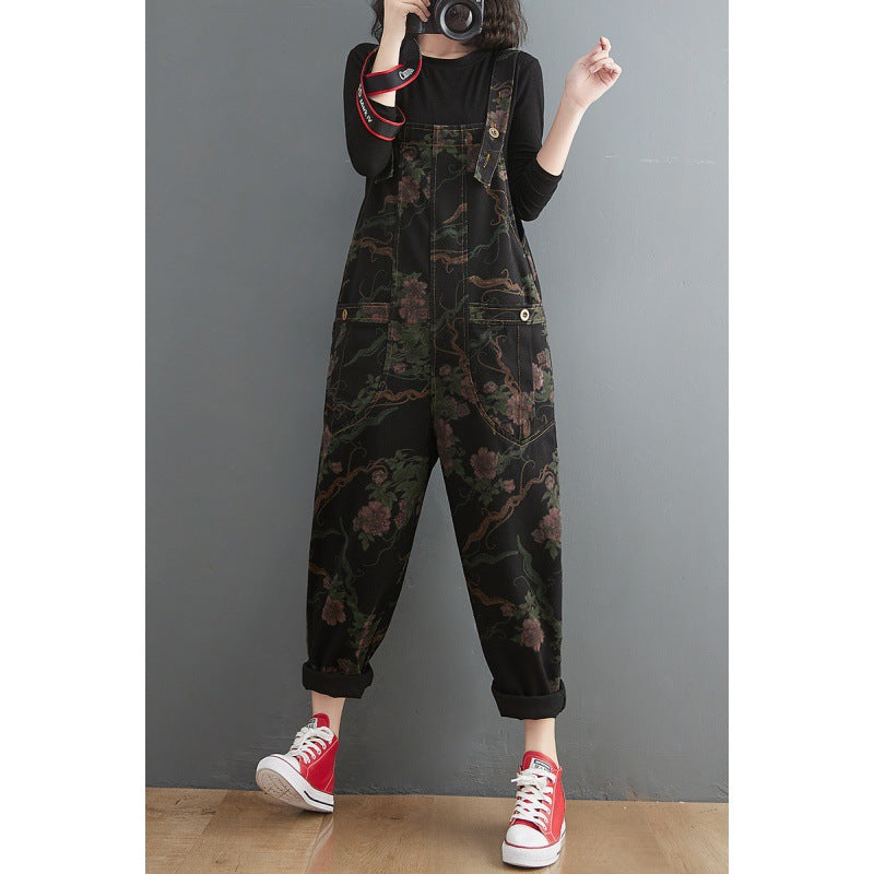 Salopette en jean imprimé femme printemps et été