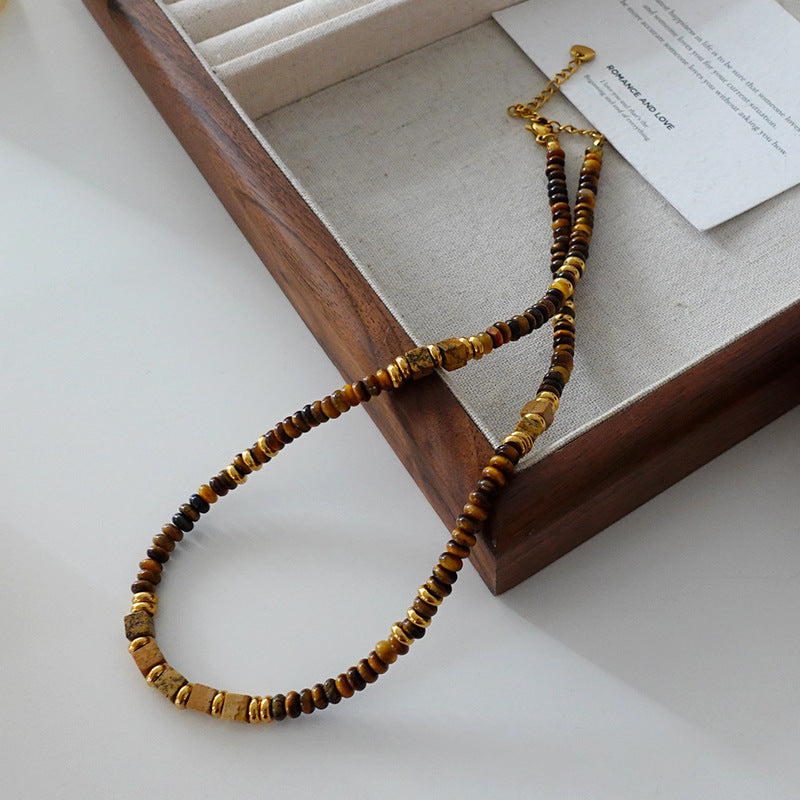 Women's Retro Beaded Clavicle Necklace – Geometric Pendant | AdriaPulse