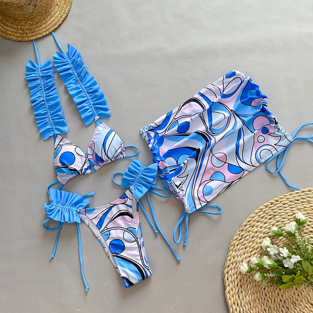 Plissiertes Split-Bikini-Set – Damen-Bademode S–L