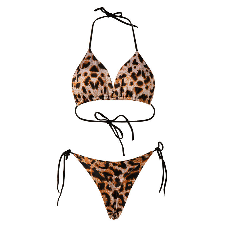 Women's Lace-Up T-Back Bikini Set – Padded Swimsuit, 7 Colors, S–XL