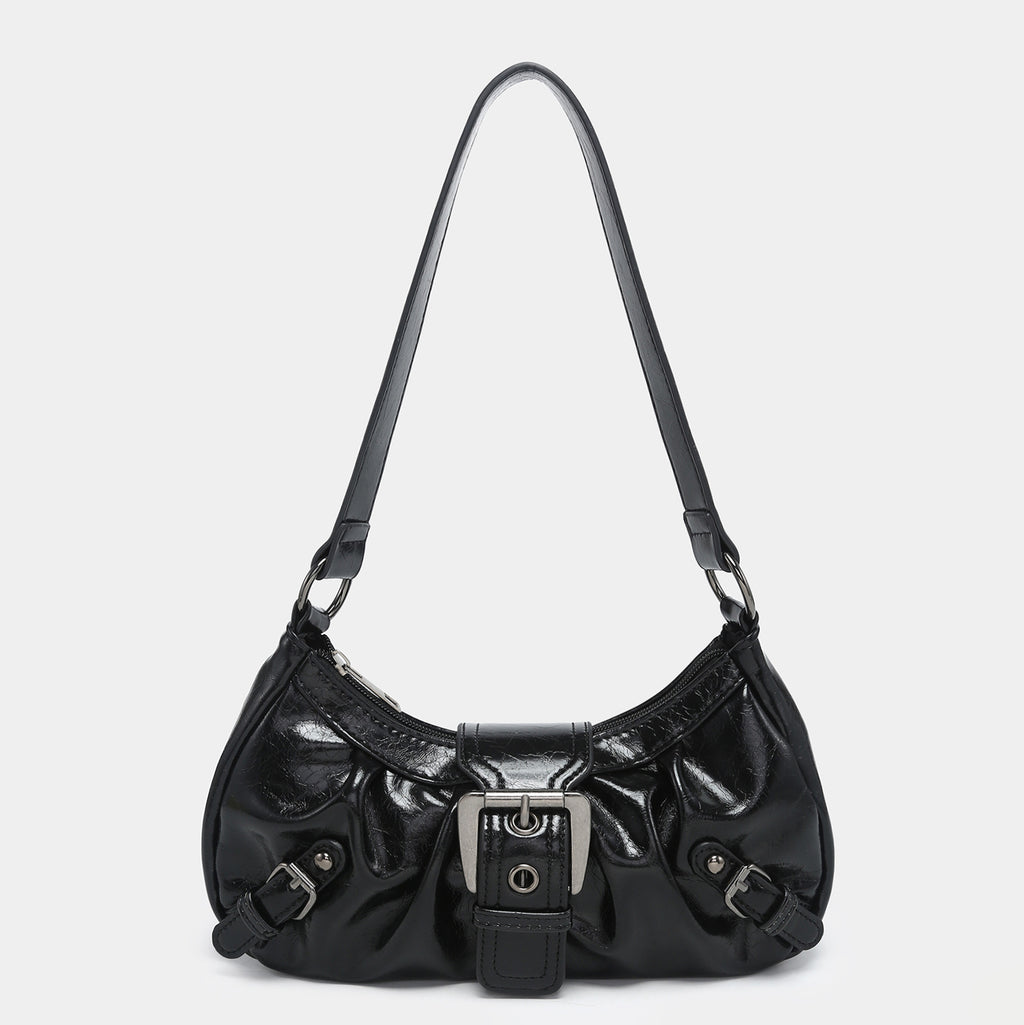 Women's Two-Tone PU Leather Shoulder Bag – Horizontal Square Handbag