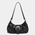 Women's Two-Tone PU Leather Shoulder Bag – Horizontal Square Handbag