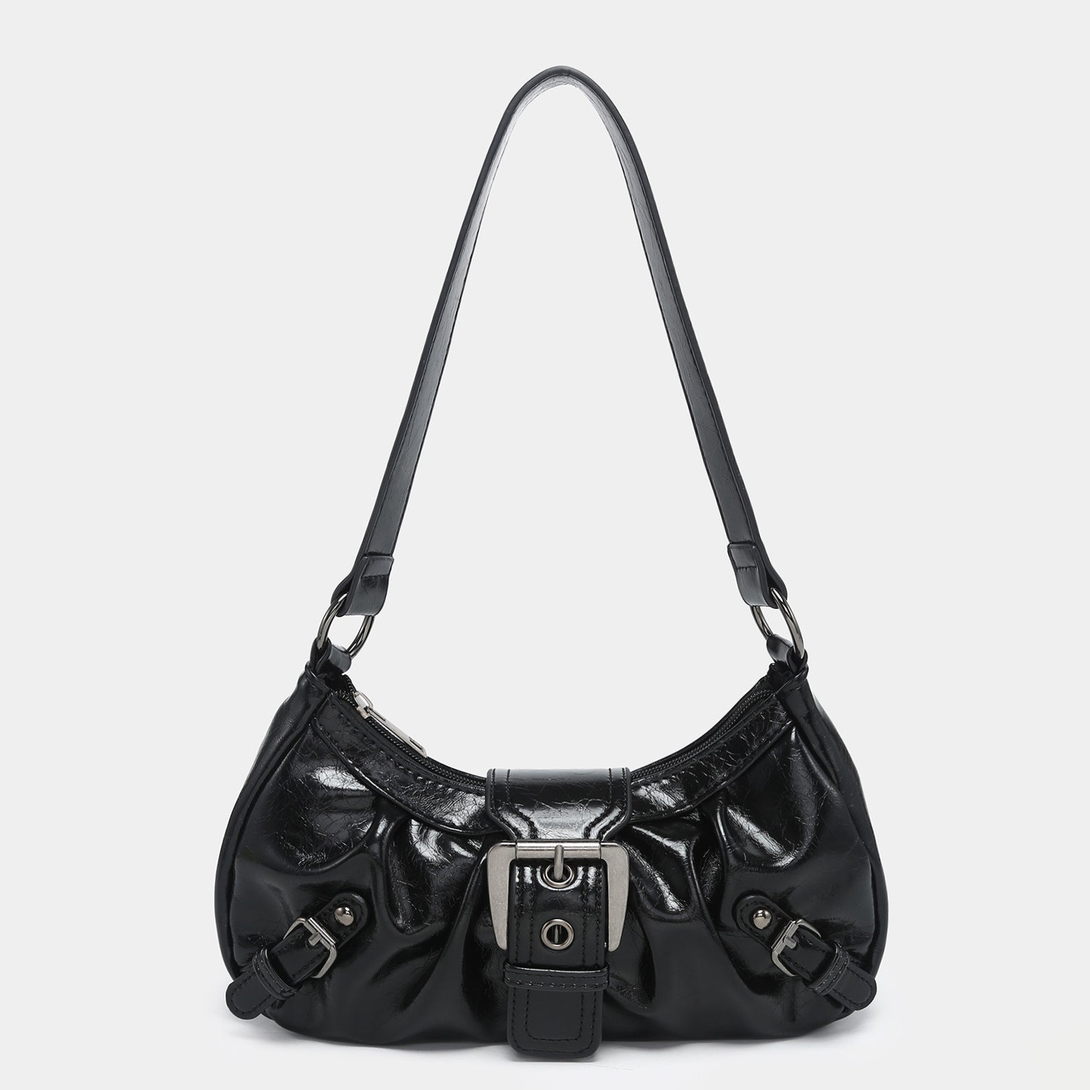 Women's Two-Tone PU Leather Shoulder Bag – Horizontal Square Handbag