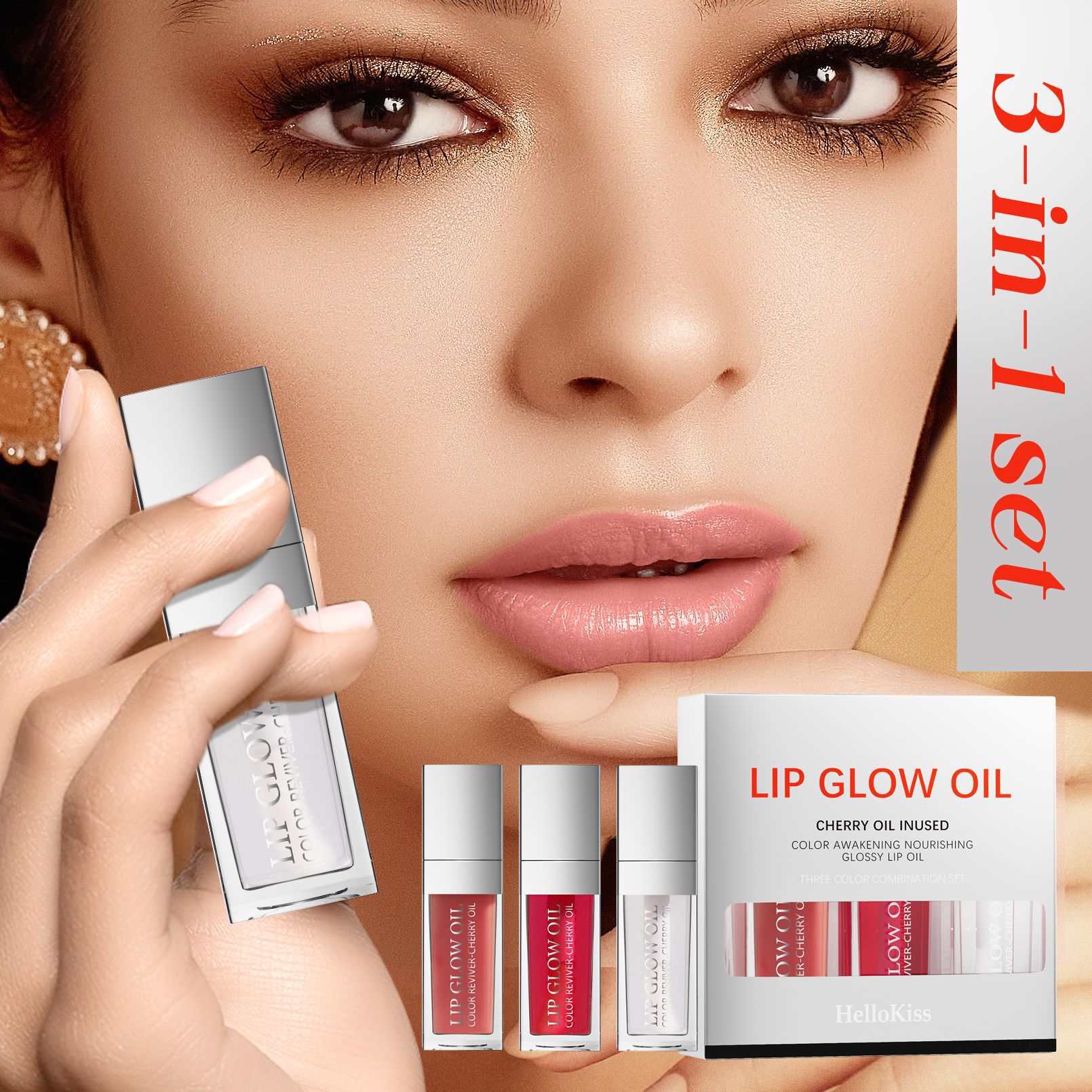 Moisturizing Lip Oil Set – 3-Pack No-Stain Nourishing Lip Gloss