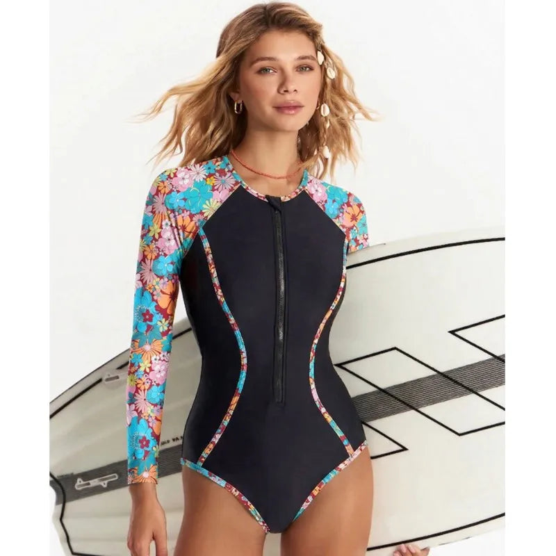 Netzärmel Sexy Badeanzug Damen Sommer Badeanzug Bikini Set Langarm Bademode Strand Schwimmanzug für Frauen Купальник