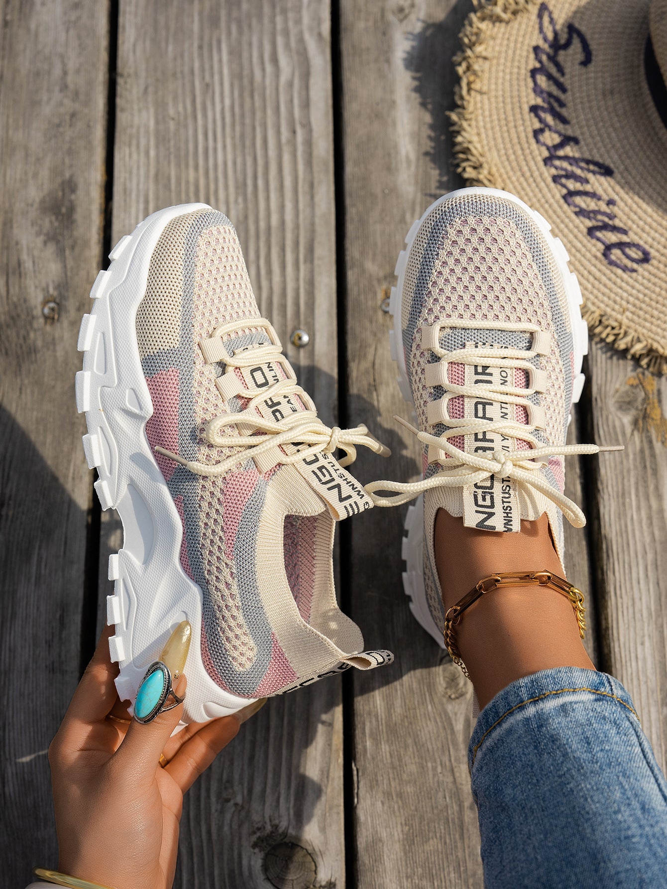 Flyknit Mesh Breathable Lace-Up Sneakers Women Walking Running Shoes AdriaPulse
