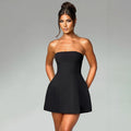 Damen Trägerloses Rückenfreies Mini-Trägerkleid – Eng Anliegendes A-Linien Clubwear