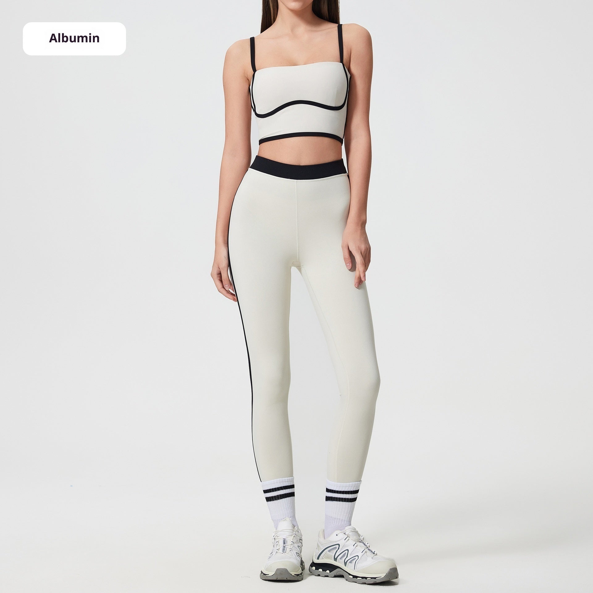 Women's Yoga Set – Contrast Color Sports Vest & Shorts