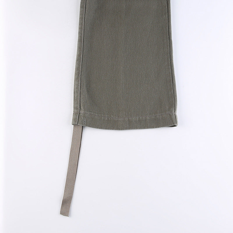 Wide Leg Denim Overalls – Casual Straight Leg Cotton Jeans for Women | Grey | S-M-L
