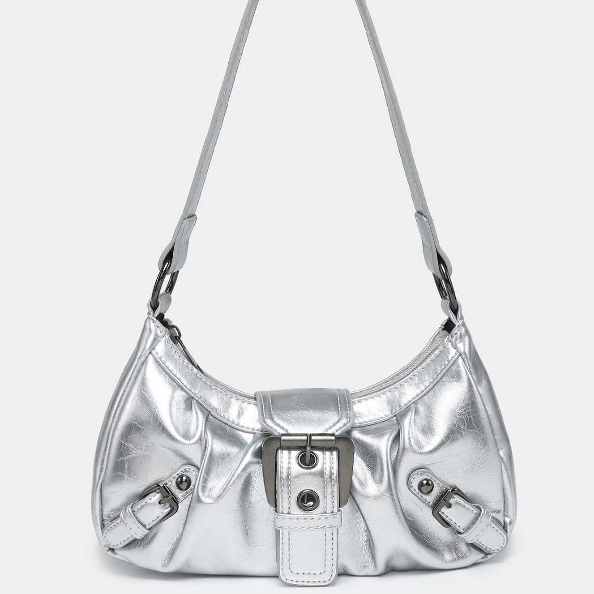 Women's Two-Tone PU Leather Shoulder Bag – Horizontal Square Handbag