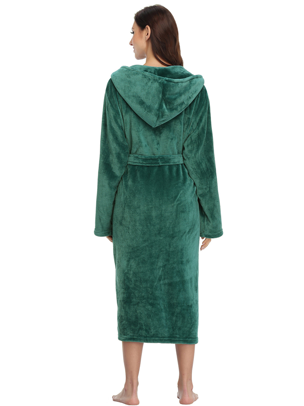 Robe de chambre longue en polaire moelleuse pour femme RONGTAI, peignoir épais à capuche avec poches, vêtement de nuit moelleux pour homme