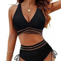 Women's Two-Piece Swimsuit Bikini Set Black Mesh – AdriaPulse