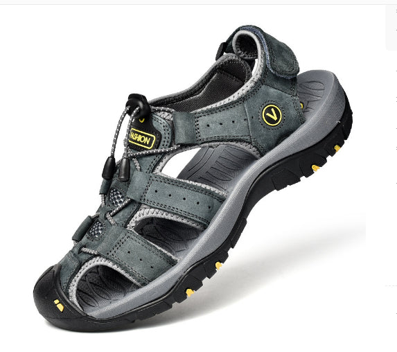 Men's Leather Sports Sandals Rubber Sole –  | AdriaPulse