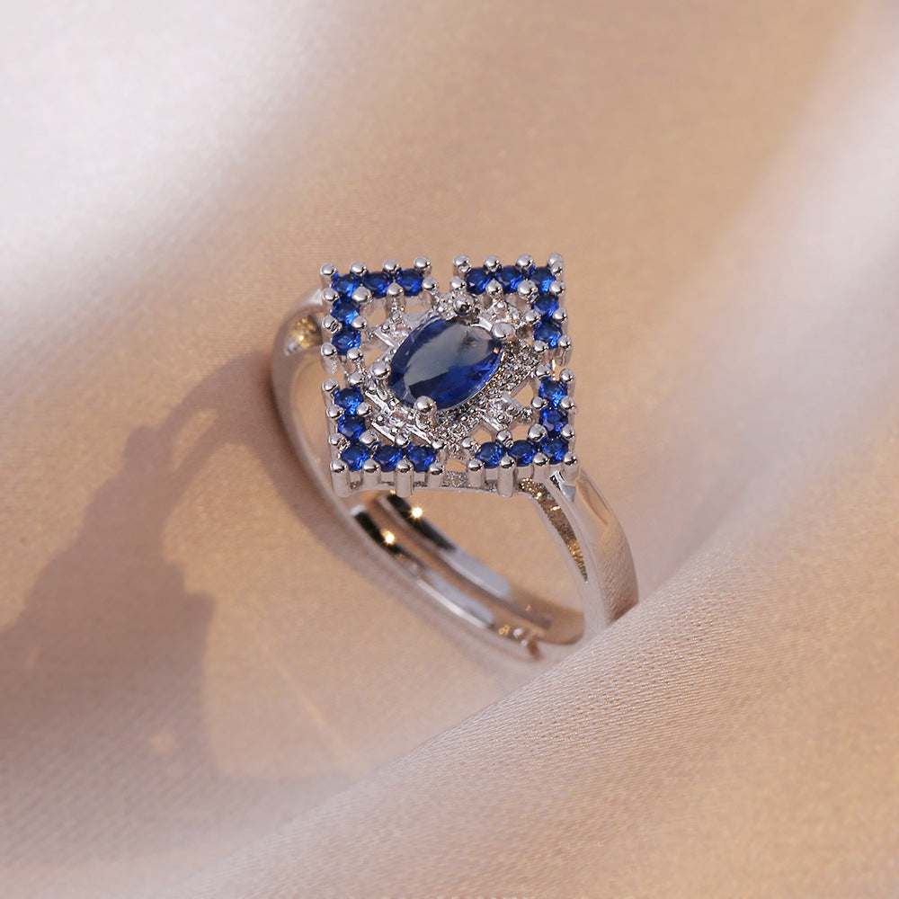 Sapphire Zircon Flower Special Interest Light Luxury Design Pendant Elegant Outfit