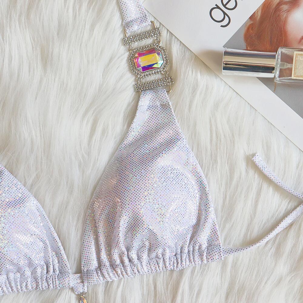 Glitter Halter Bikini Set – Women's Polyester Swimwear S–XL