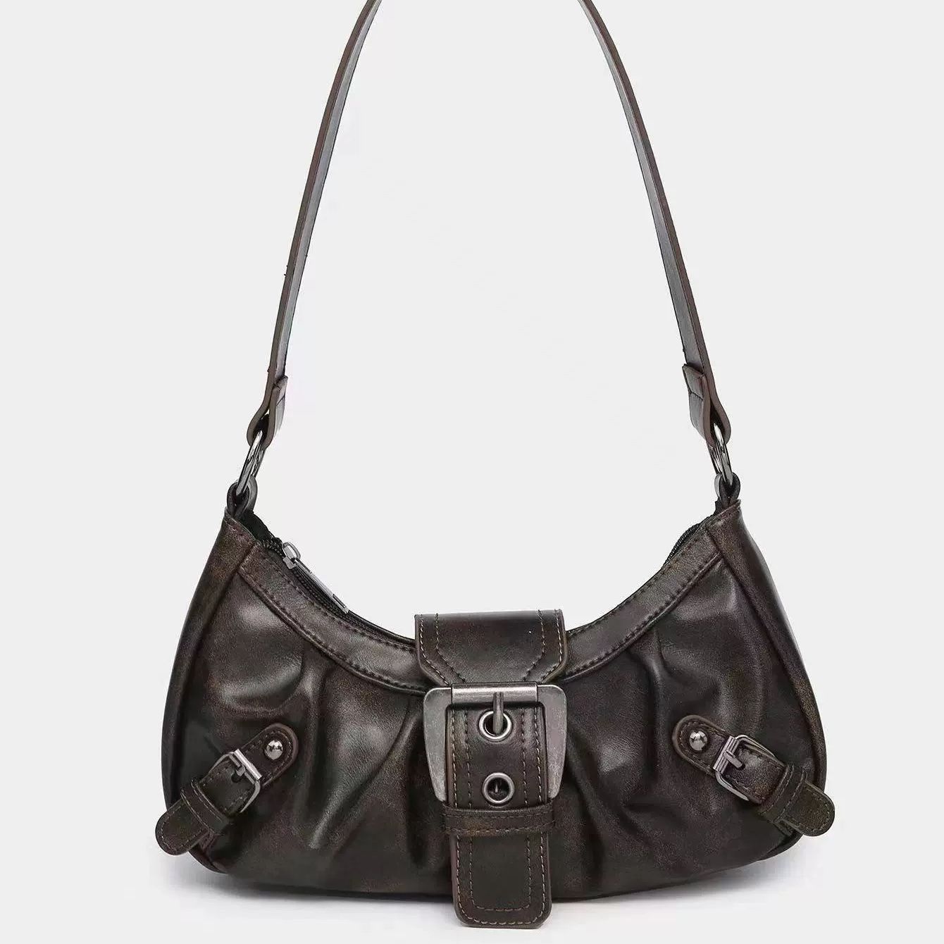 Women's Two-Tone PU Leather Shoulder Bag – Horizontal Square Handbag